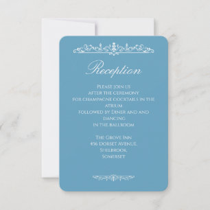 Regency Style Blue Wedding Reception Card