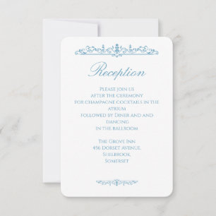 Regency Style Blue Wedding Reception Card