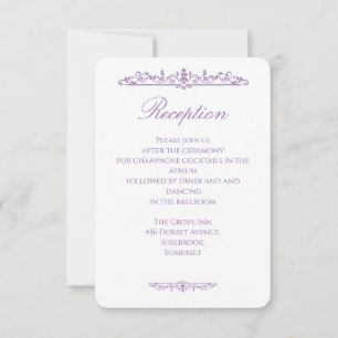 Regency Style Hyacinth & White Wedding Reception Thank You Card