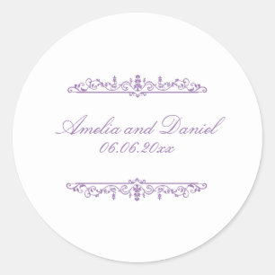 Regency  Style Purple & White Wedding Sticker