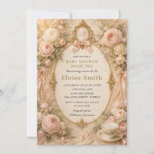 Regency Tea Party Baby Shower Invitation