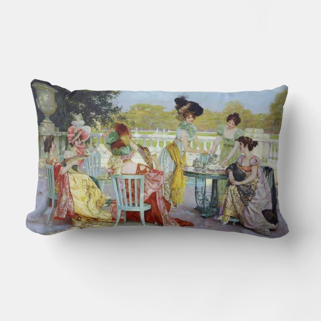 Regency Tea Party With The Aristocratic Ladies Lumbar Cushion (Front)