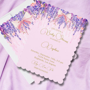 Regency Vintage Baby Shower Lavender Floral Bow  Invitation