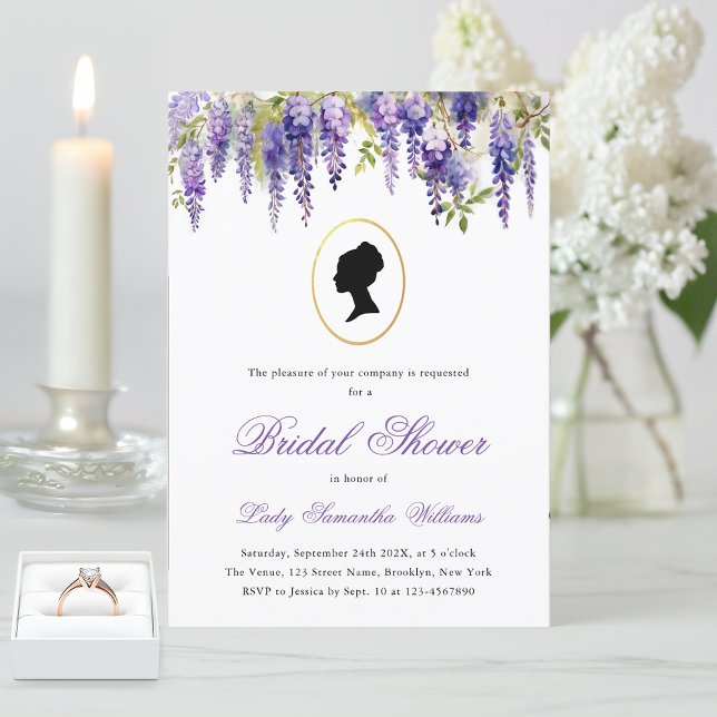 Regency Vintage Floral Wisteria Bridal Shower  Invitation (Creator Uploaded)