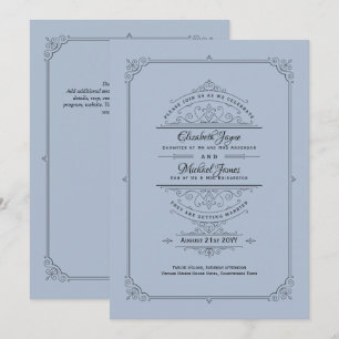 Regency Wedding Invitations Vintage Dusty Blue