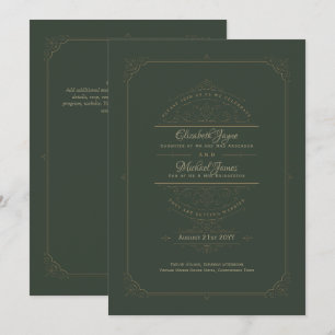 Regency Wedding Invitations Vintage Green