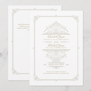 Regency Wedding Invitations Vintage Themed GOLD