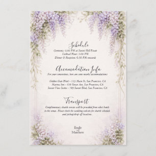 Regency Wisteria - Schedule Travel Accomodation Enclosure Card