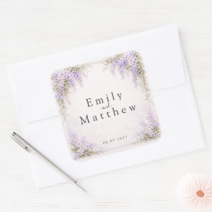 Regency Wisteria Square Wedding Stickers
