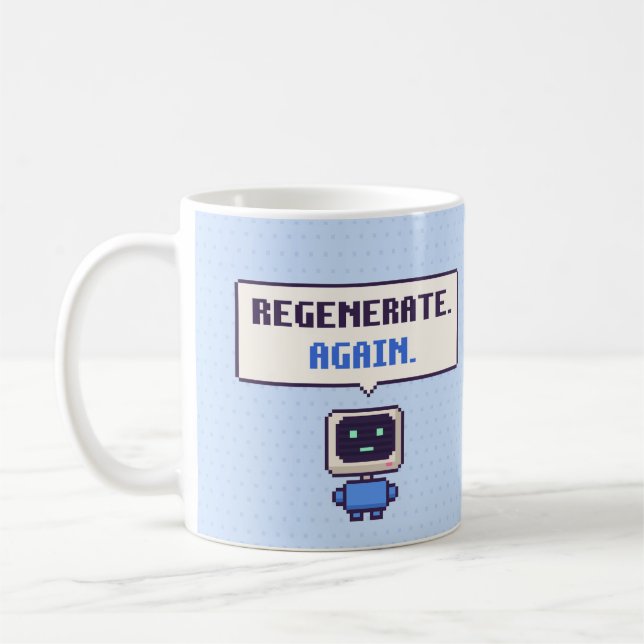 Regenerate. Again. Funny AI Pixel Mug (Left)