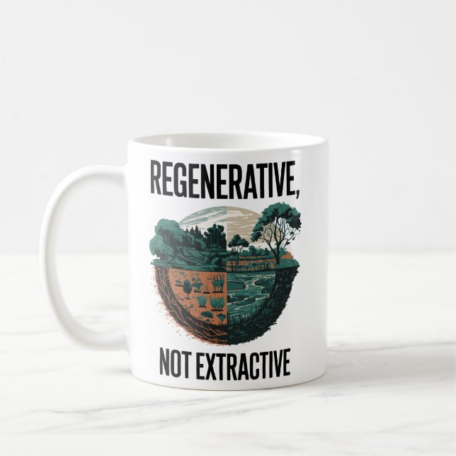 Regenerative, Not Extractive – Sustainable Future Coffee Mug (Left)