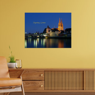 Regensburg, Germany landscape at night Poster
