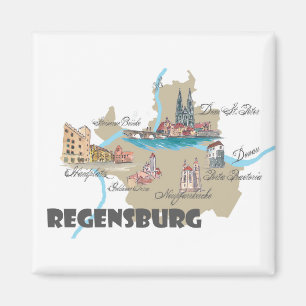 Regensburg Germany map Magnet