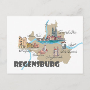 Regensburg Germany map Postcard