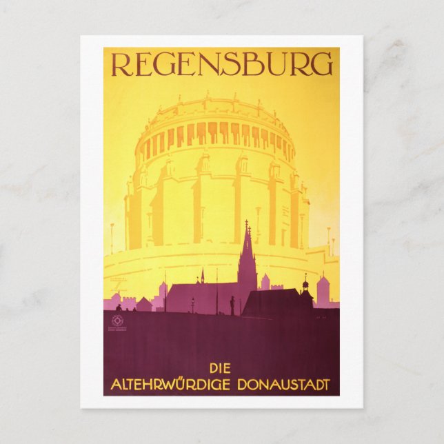 Regensburg Germany Vintage Travel Poster Postcard (Front)