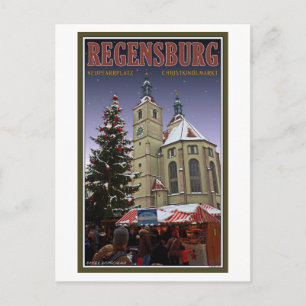 Regensburg Neupfarrplatz Christmas Market Holiday Postcard