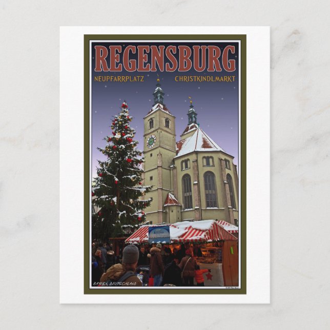 Regensburg Neupfarrplatz Christmas Market Holiday Postcard (Front)