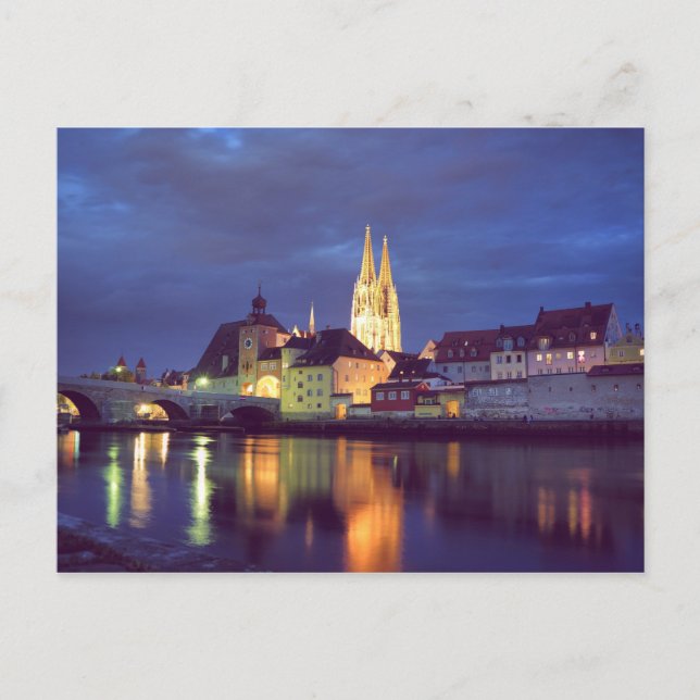 Regensburg postcard at night (Front)