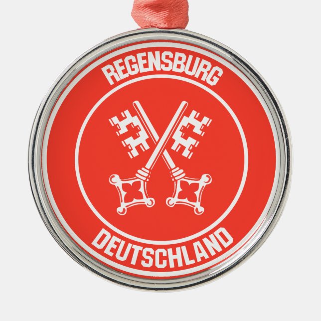 Regensburg Round Emblem Metal Tree Decoration (Front)