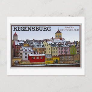 Regensburg - Winter Along the Donau Postcard