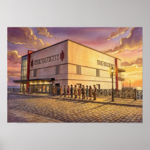 Regent Cinema at Sunset, Redcar Poster