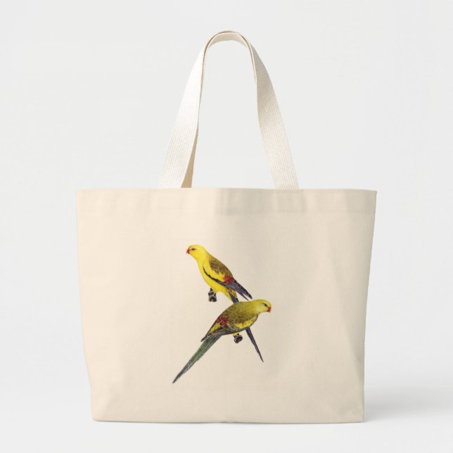 Regent Parrot Pair - Polytelis anthopeplus Large Tote Bag (Front)