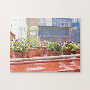 Regent's Canal Houseboat Flower Garden London UK Jigsaw Puzzle