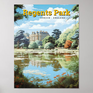 Regents Park London England Art Vintage Travel  Poster