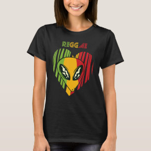 Reggae Alien Heart Rasta Jamaica Souvenir Rastafar T-Shirt