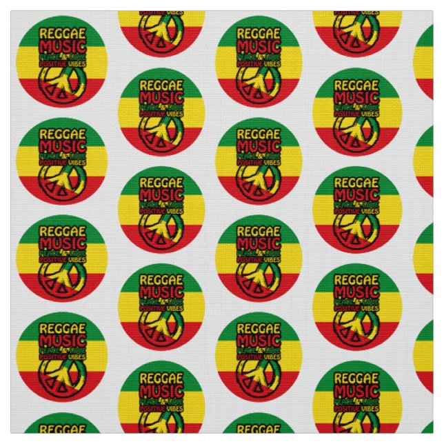 Reggae and Peace Symbol with positive quotes Fabric (Swatch)