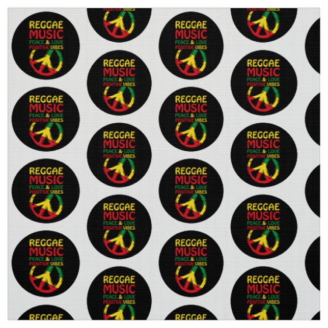 Reggae and Peace Symbol with positive quotes Fabric (Swatch)