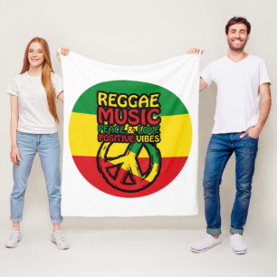 Reggae and Peace Symbol with positive quotes Fleece Blanket
