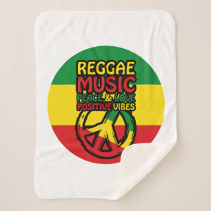 Reggae and Peace Symbol with positive quotes Sherpa Blanket
