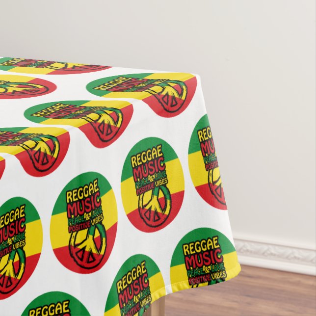 Reggae and Peace Symbol with positive quotes Tablecloth (In Situ)