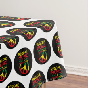 Reggae and Peace Symbol with positive quotes Tablecloth