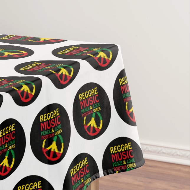 Reggae and Peace Symbol with positive quotes Tablecloth (In Situ)