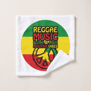 Reggae and Peace Symbol with positive quotes Wash Cloth