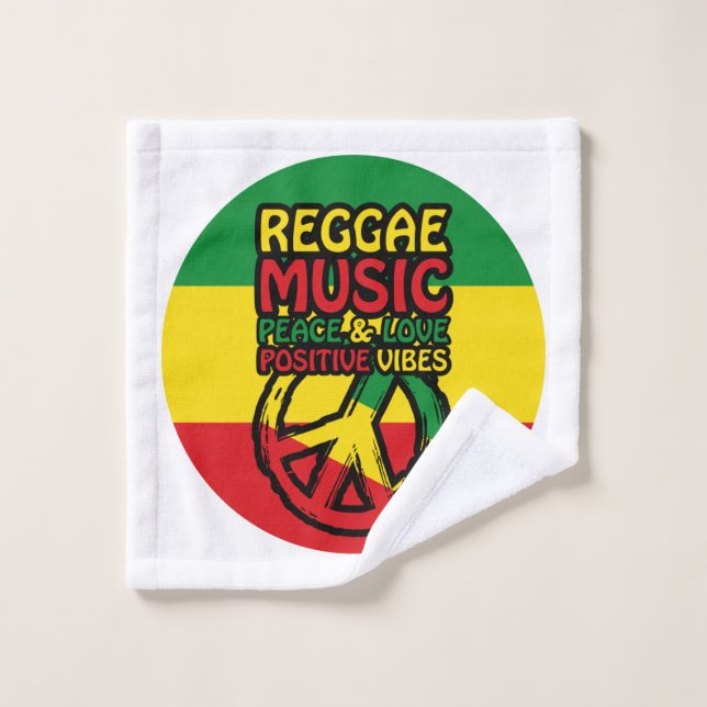 Reggae and Peace Symbol with positive quotes Wash Cloth (Wash Cloth)