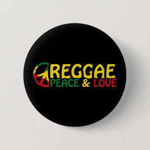 Reggae art with positive words Peace and Love 6 Cm Round Badge