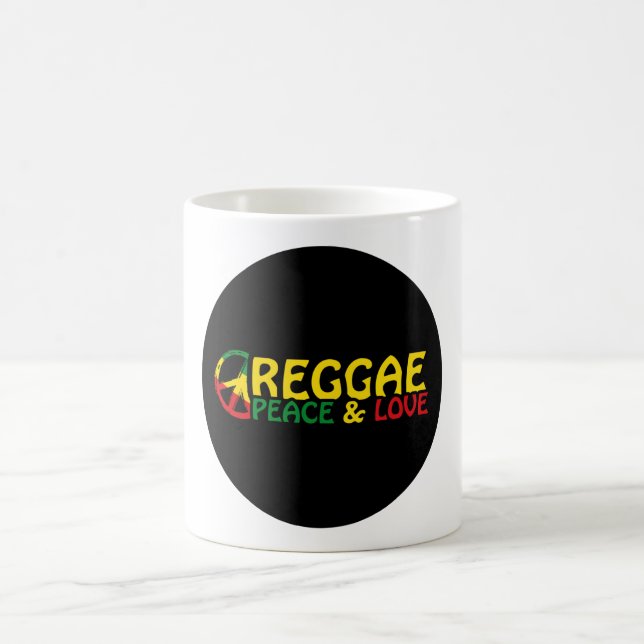 Reggae art with positive words Peace and Love Coffee Mug (Center)