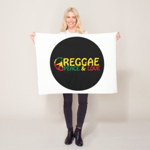 Reggae art with positive words Peace and Love Fleece Blanket