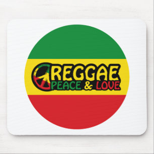 Reggae art with positive words Peace and Love Mouse Mat