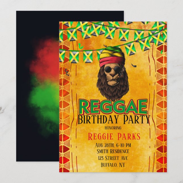 Reggae Birthday Party Invitation (Front/Back)