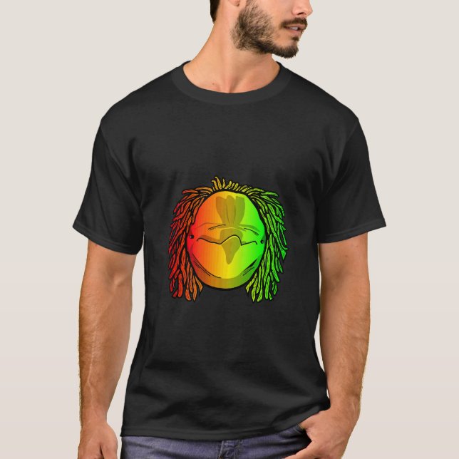Reggae Cool Dolphin Dreadlocks Dreads Rastafarian T-Shirt (Front)