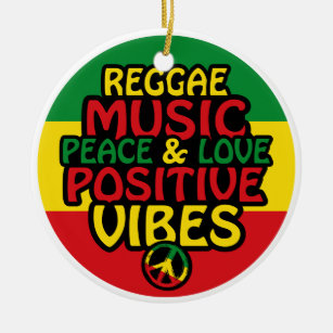 Reggae design with positive quotes and reggae flag ceramic tree decoration