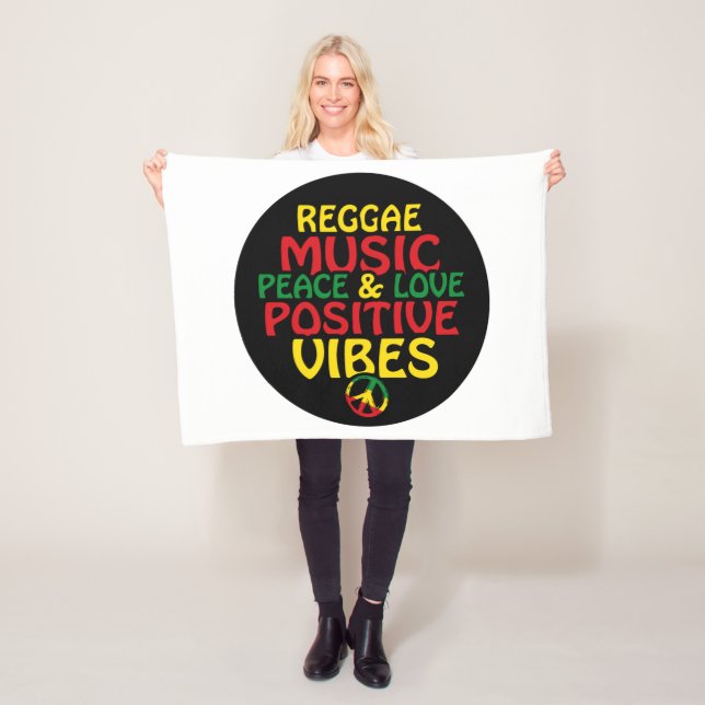 Reggae design with positive quotes and reggae flag fleece blanket (In Situ)