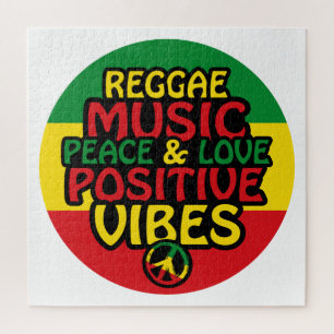 Reggae design with positive quotes and reggae flag jigsaw puzzle