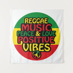 Reggae design with positive quotes and reggae flag tapestry