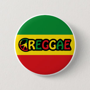 Reggae design with reggae flag colors 6 cm round badge