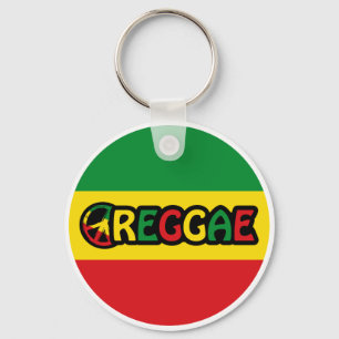 Reggae design with reggae flag colors key ring
